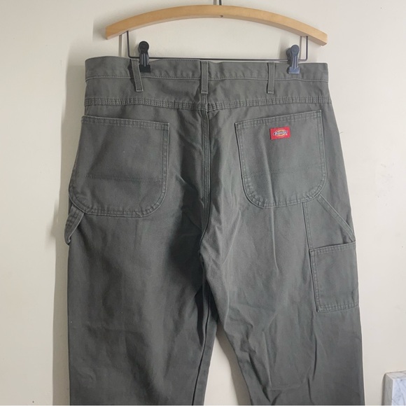 Dickies Relaxed Fit Heavyweight Duck Carpenter Pants Olive Green size 38x32 - Picture 9 of 13